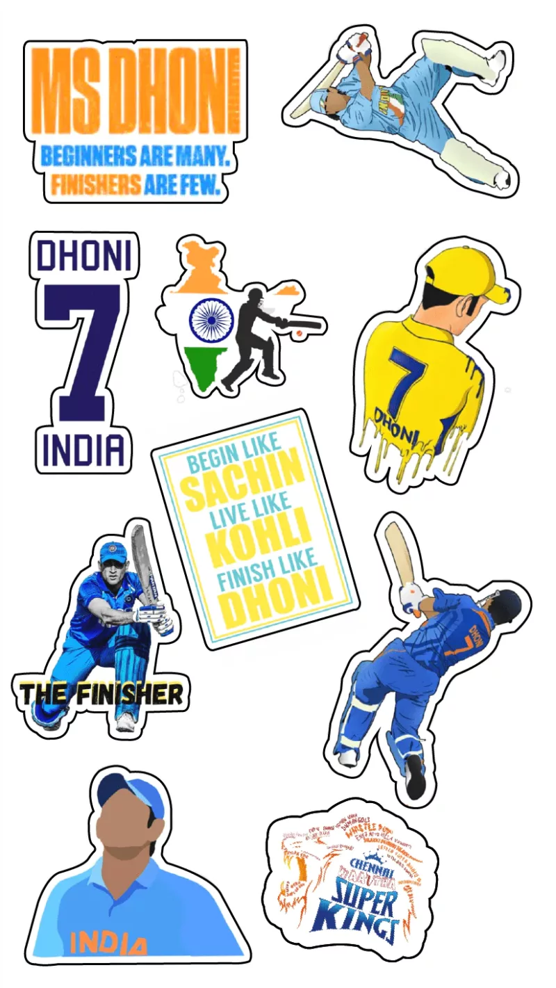 MS Dhoni Themed Stickers